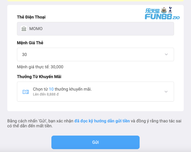 Hướng Dẫn Nạp Tiền Fun88 Mới Nhất, Nhận Thưởng Lên Đến 14,364 Điểm 4 Hướng dẫn nạp tiền Fun88 bằng thẻ điện thoại