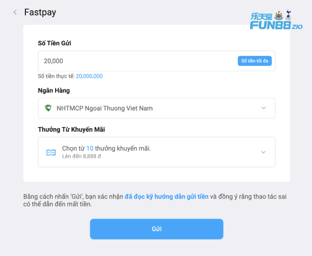 Hướng Dẫn Nạp Tiền Fun88 Mới Nhất, Nhận Thưởng Lên Đến 14,364 Điểm 5 Nạp tiền Fun88 qua Fastpay hoặc QR Pay đơn giản